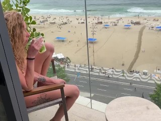 Teenage anal creampie on Rio de Janeiro’s balcony during internal ejaculation.